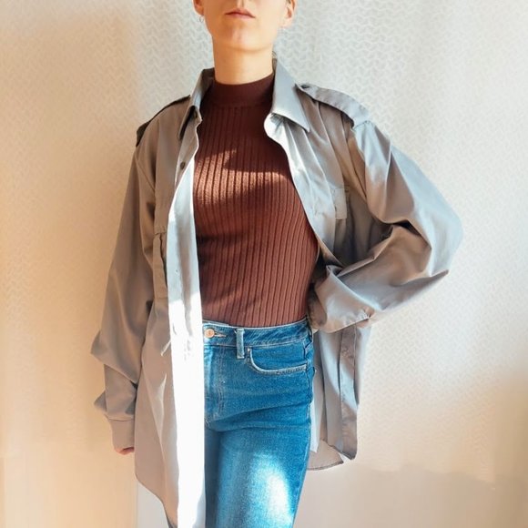 Gray industrial long sleeve shirt - Picture 4 of 12